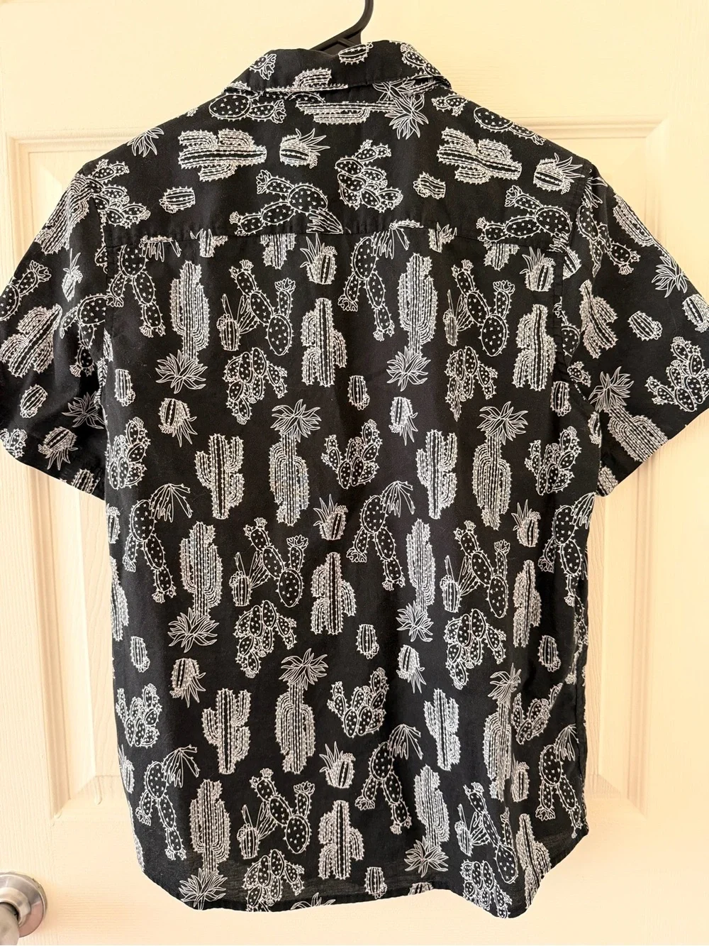 Boys Sonoma Black Short-Sleeve Button-Up Shirt with White Cactus Print